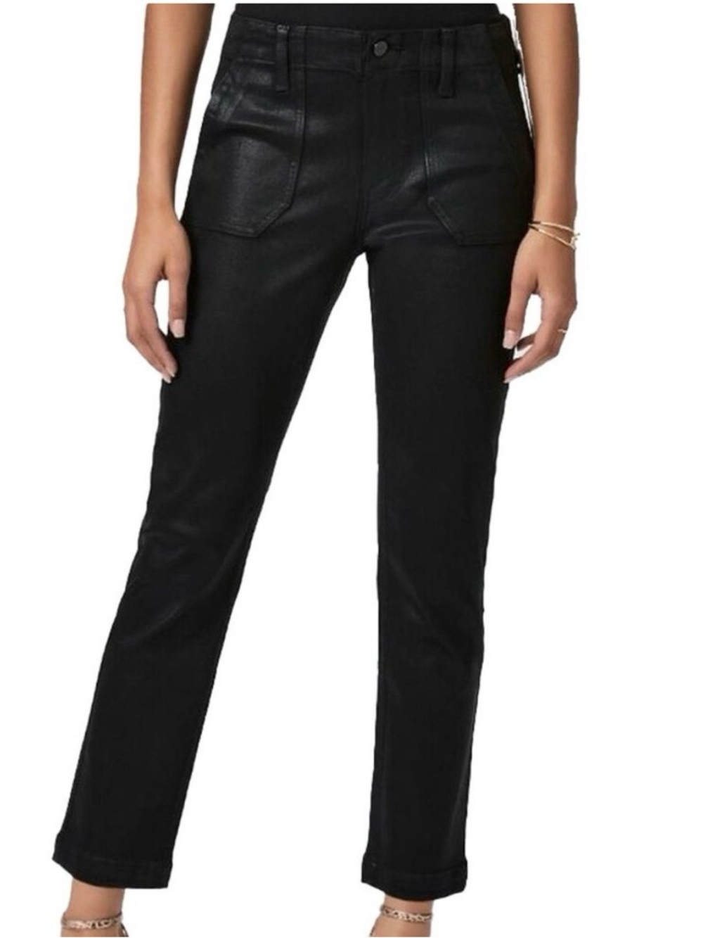 Paige | Mayslie Straight Ankle Jeans In Black Fog Luxe Coating | 27
